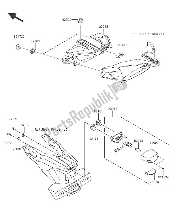 All parts for the Taillight(s) of the Kawasaki Ninja H2 1000 2016