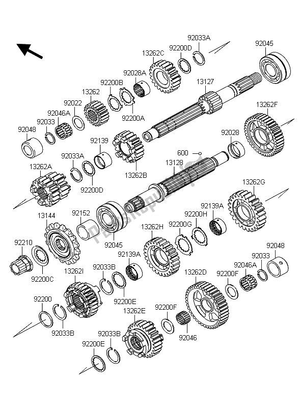 Toutes les pièces pour le Transmission du Kawasaki Z 1000 2010