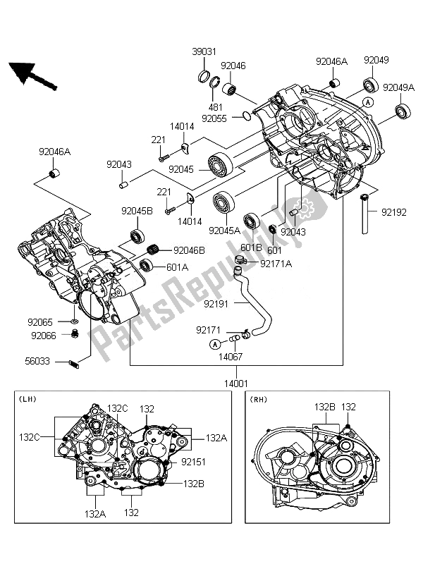 Tutte le parti per il Carter del Kawasaki KFX 700 KSV 700B7F 2007