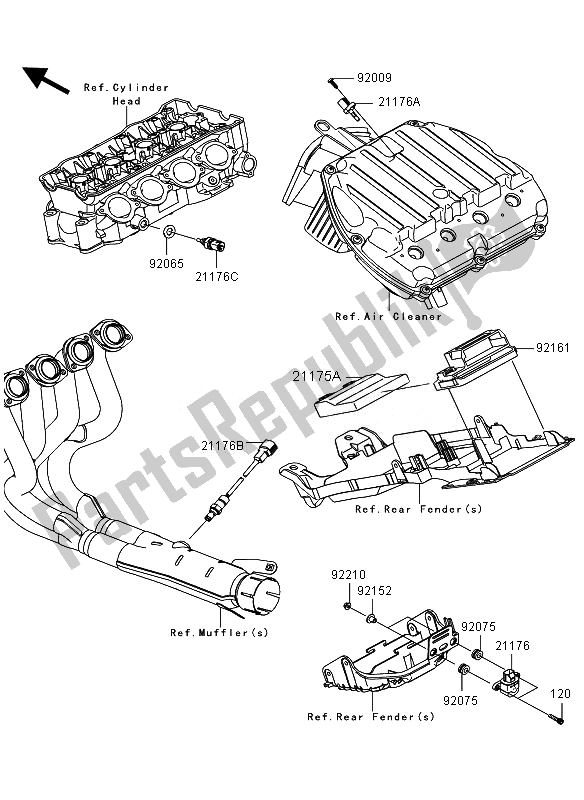 All parts for the Fuel Injection of the Kawasaki Ninja ZX 6R 600 2011