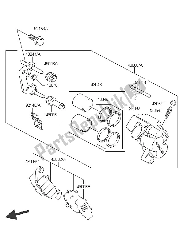 Tutte le parti per il Freno Anteriore del Kawasaki KLV 1000 2005