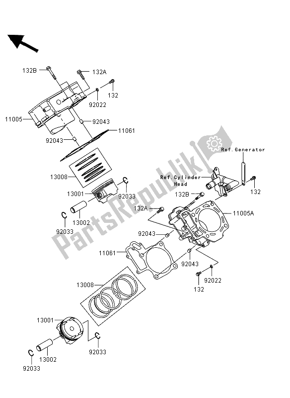 All parts for the Cylinder & Piston(s) of the Kawasaki KVF 750 4X4 EPS 2012