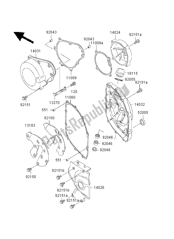 Todas las partes para Cubierta Del Motor de Kawasaki ZZR 600 2003