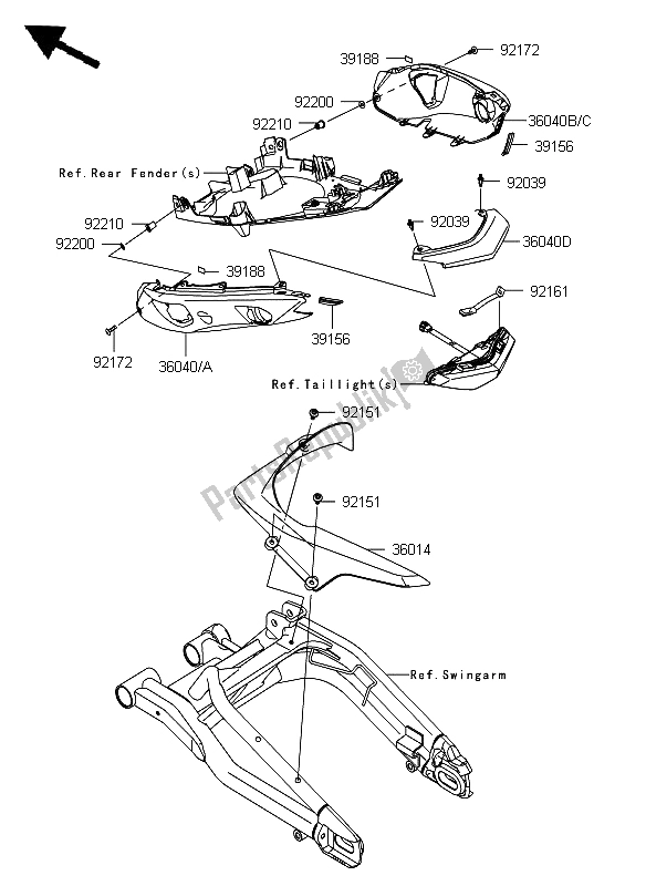 All parts for the Side Covers & Chain Cover of the Kawasaki ER 6F 650 2012