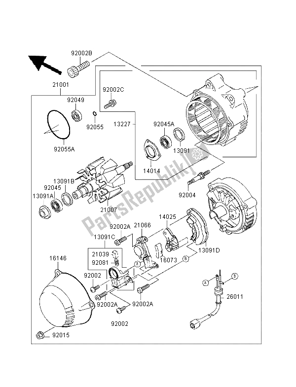 Todas las partes para Generador de Kawasaki GPZ 1100 1998