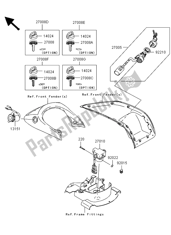 Toutes les pièces pour le Interrupteur D'allumage du Kawasaki KVF 650 4X4 2013