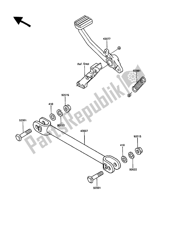 All parts for the Brake Pedal of the Kawasaki 1000 GTR 1991