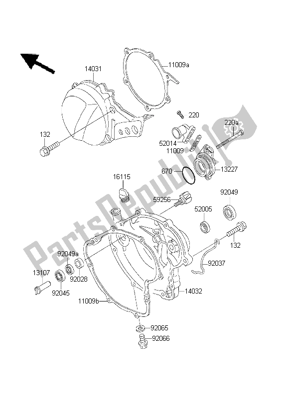 Alle onderdelen voor de Motorkap van de Kawasaki KX 60 2003