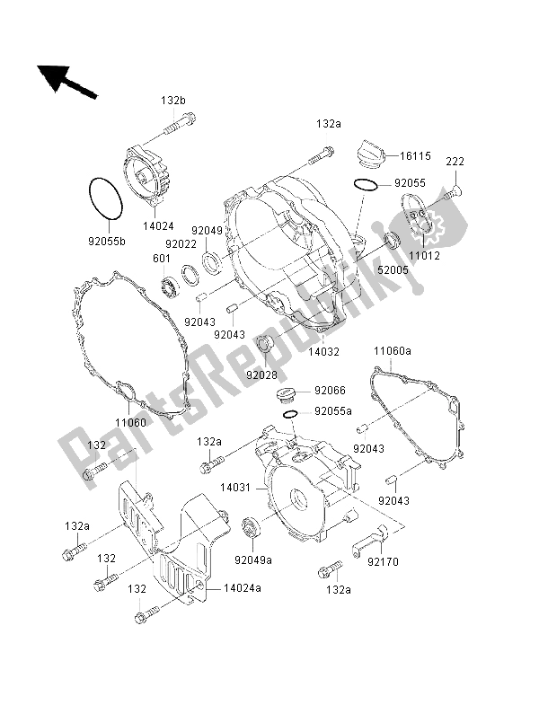 Tutte le parti per il Coperchio Del Motore del Kawasaki KLF 300 4X4 2000