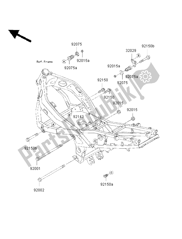 Tutte le parti per il Supporto Del Motore del Kawasaki ZZ R 600 2002