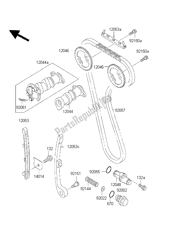 All parts for the Camshaft & Tensioner of the Kawasaki KLX 300R 1999