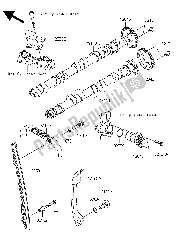 Todas las partes para árbol De Levas Y Tensor de Kawasaki Versys 1000 2012