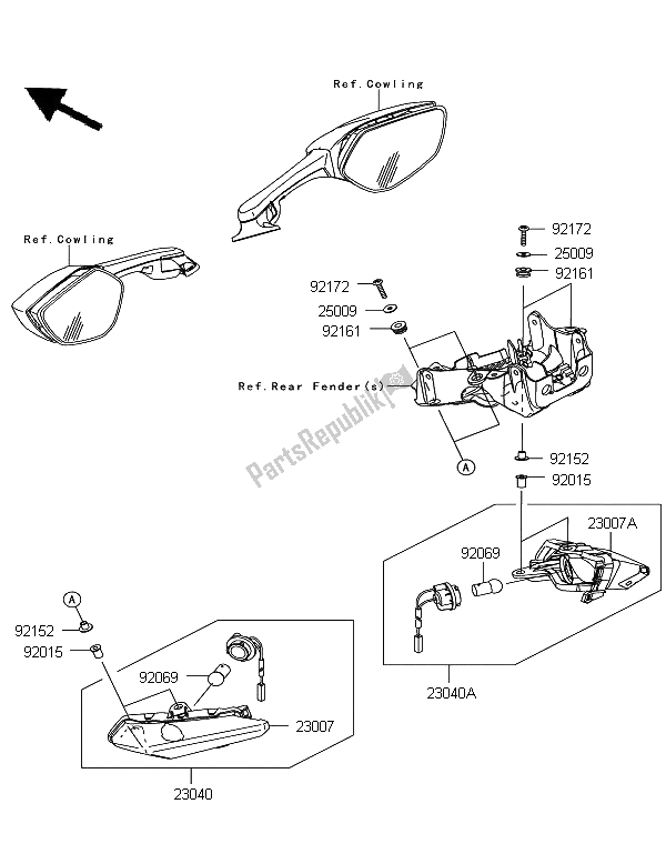 Tutte le parti per il Indicatori Di Direzione del Kawasaki Ninja ZX 10R 1000 2012