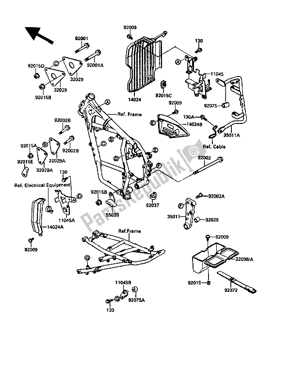 All parts for the Frame Fittings of the Kawasaki KLR 500 1989