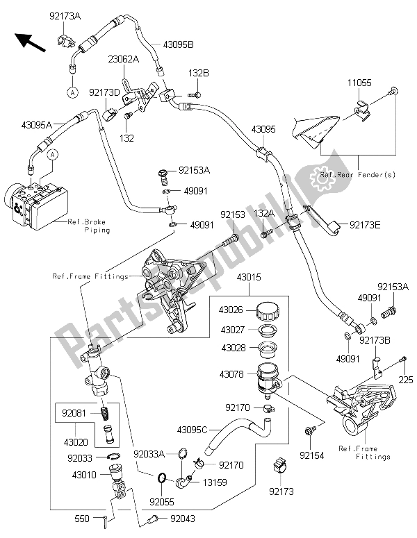 All parts for the Rear Master Cylinder of the Kawasaki Z 1000 SX ABS 2015