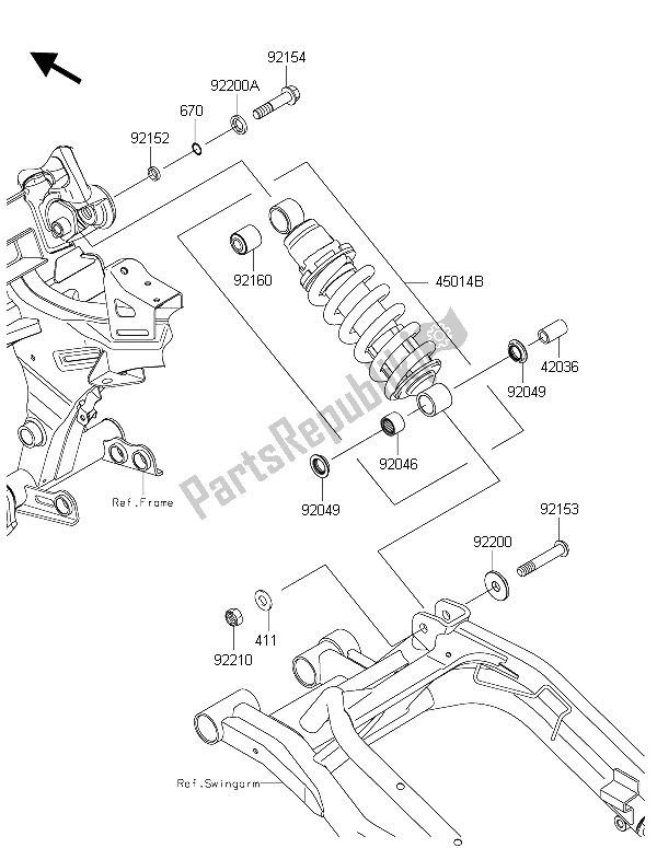 Wszystkie części do Zawieszenie I Amortyzator Kawasaki ER 6F ABS 650 2015