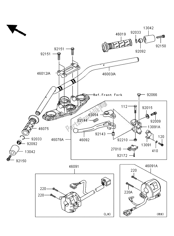 Alle onderdelen voor de Stuur van de Kawasaki ER 6F ABS 650 2007