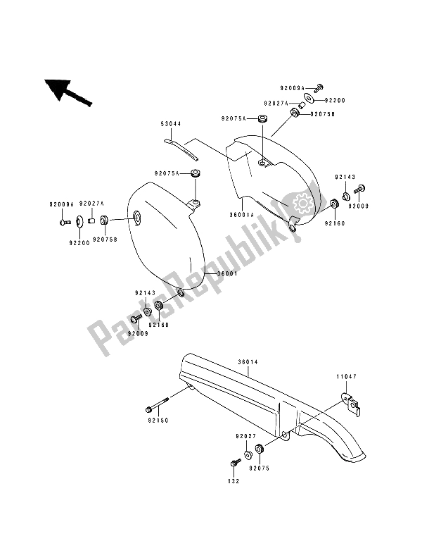 Todas as partes de Tampas Laterais E Tampa Da Corrente do Kawasaki Estrella 250 1994