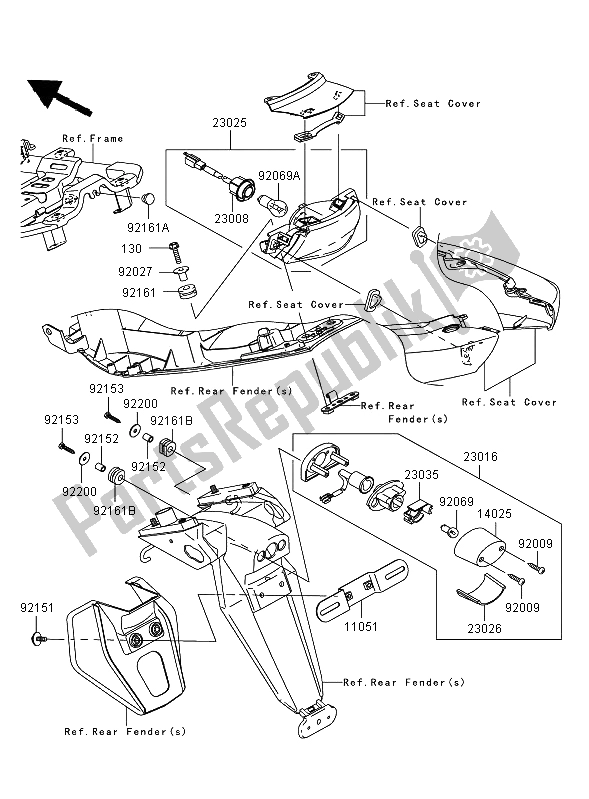 Wszystkie części do ? Wiat? A Tylne Kawasaki ER 6N ABS 650 2008