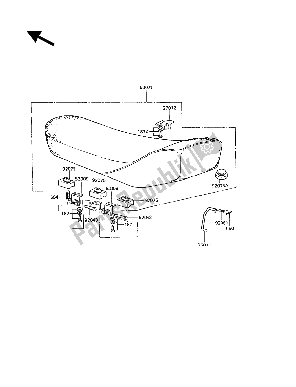 All parts for the Seat of the Kawasaki KE 100 1991