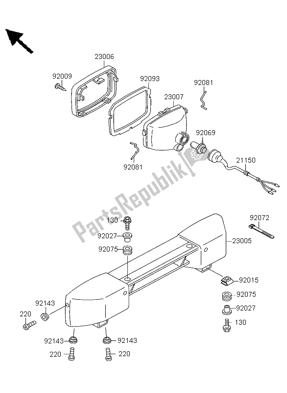 Alle onderdelen voor de Koplamp van de Kawasaki KLF 300 4X4 2004