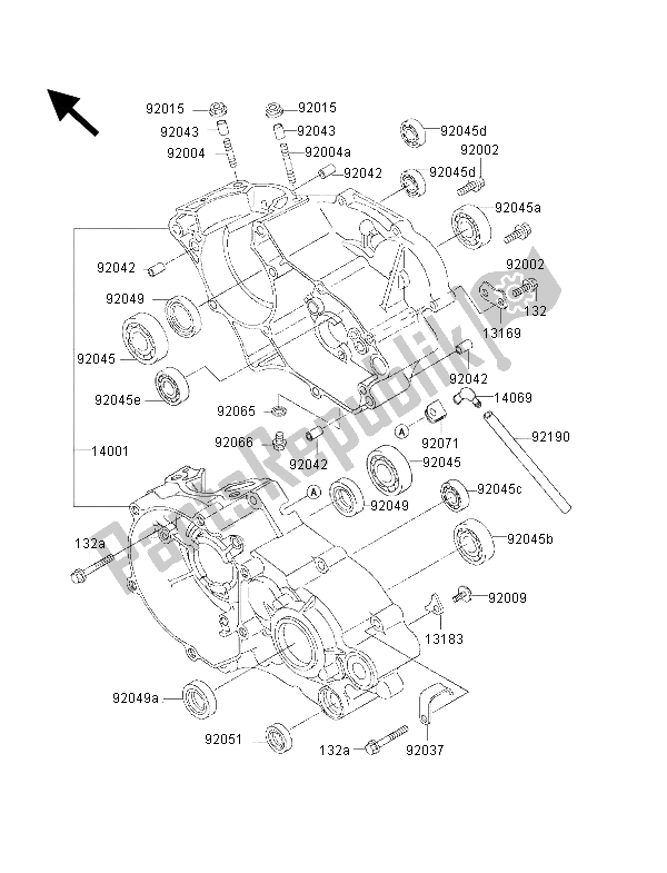 All parts for the Crankcase of the Kawasaki KX 85 SW 2001