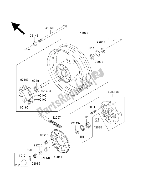 Todas las partes para Buje Trasero de Kawasaki Ninja ZX 7R 750 2000