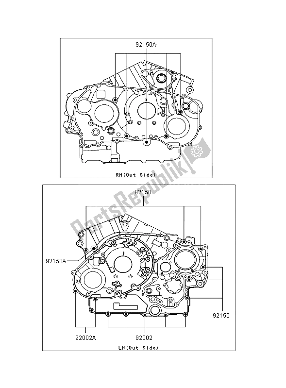 All parts for the Crankcase Bolt Pattern of the Kawasaki VN 1500 Mean Streak 2002