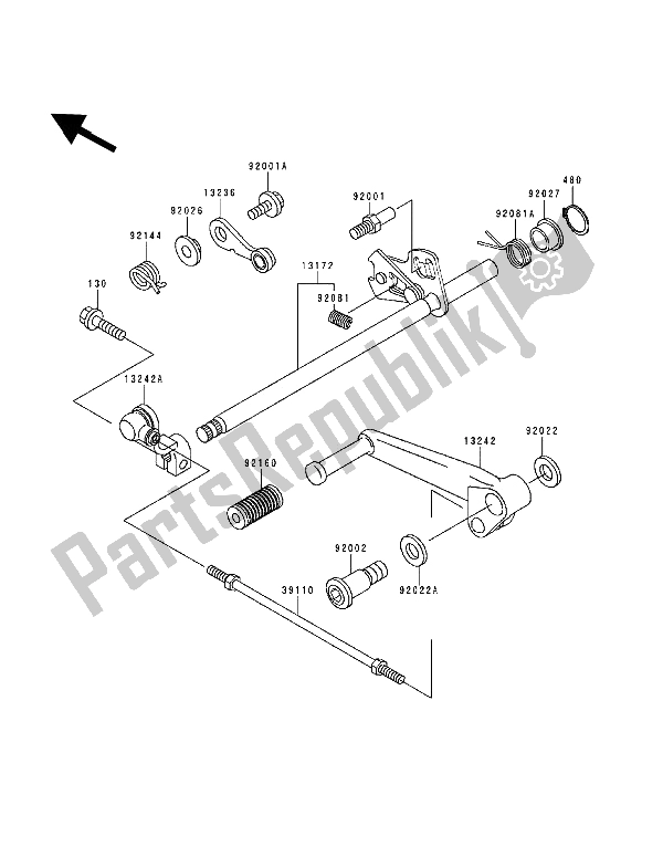 All parts for the Gear Change Mechanism of the Kawasaki ZZ R 600 1994