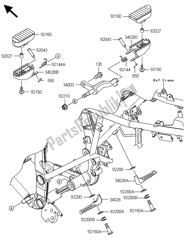 Alle onderdelen voor de Voetsteunen van de Kawasaki KLX 250 2014