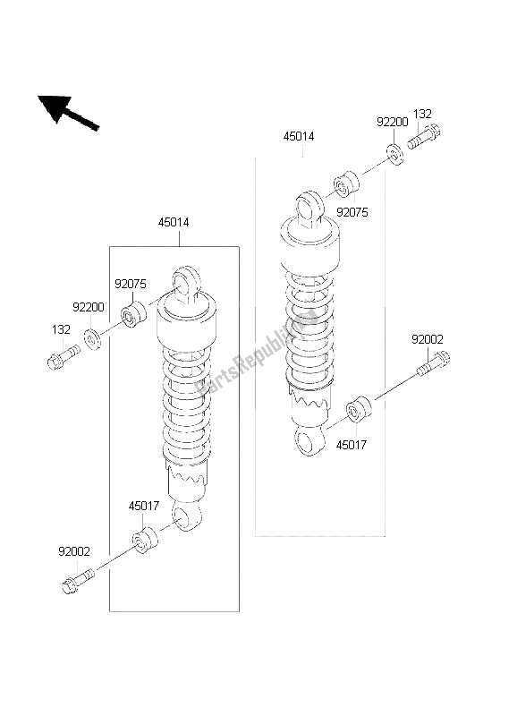 Alle onderdelen voor de Ophanging En Schokdemper van de Kawasaki EN 500 2001