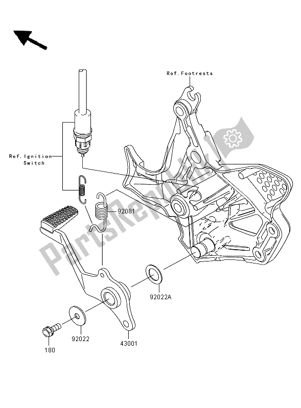 All parts for the Brake Pedal of the Kawasaki Versys 650 2008