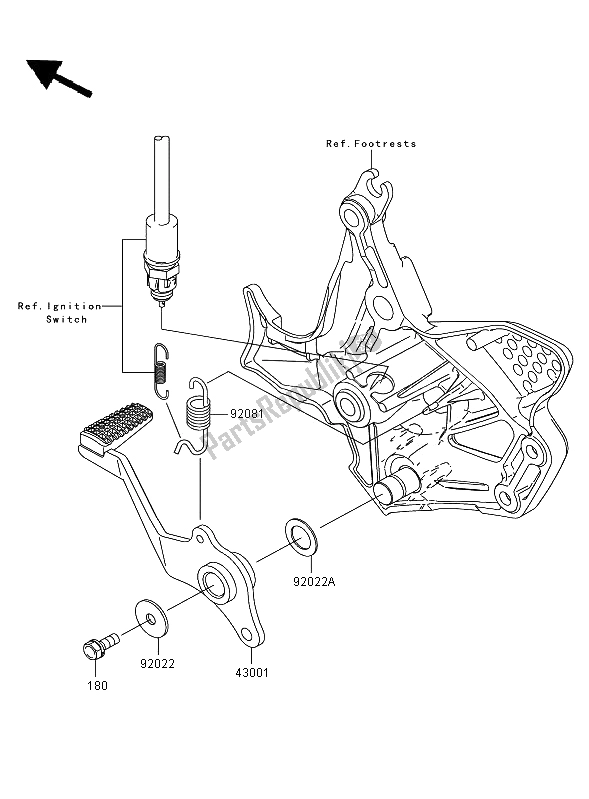 All parts for the Brake Pedal of the Kawasaki Versys 650 2008