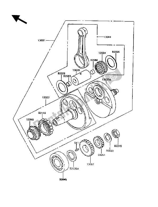 Toutes les pièces pour le Vilebrequin du Kawasaki KLR 600 1989