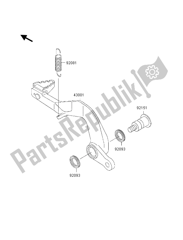 Alle onderdelen voor de Rempedaal van de Kawasaki KX 80 SW LW 2000