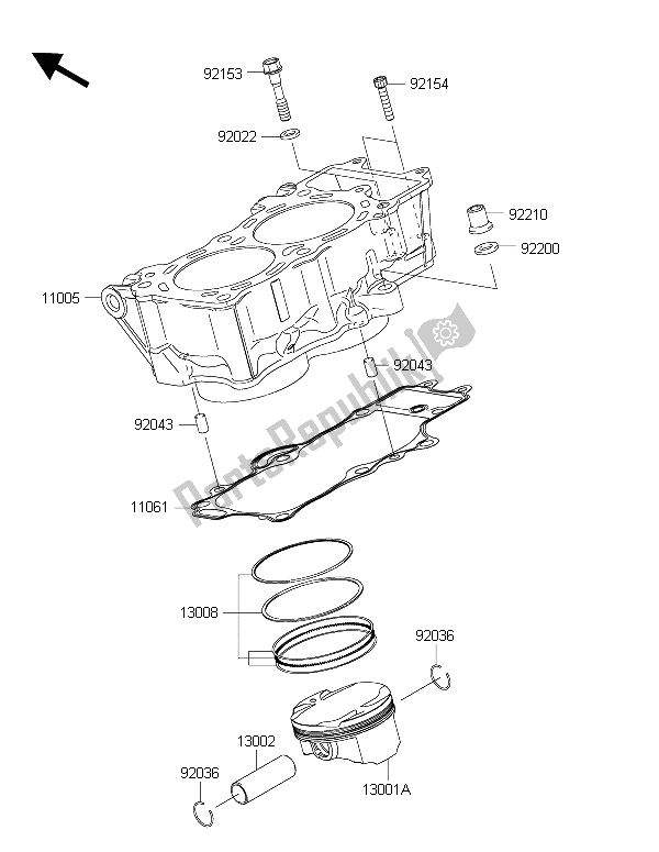 Wszystkie części do Cylinder I T? Ok (y) Kawasaki ER 6N 650 2015