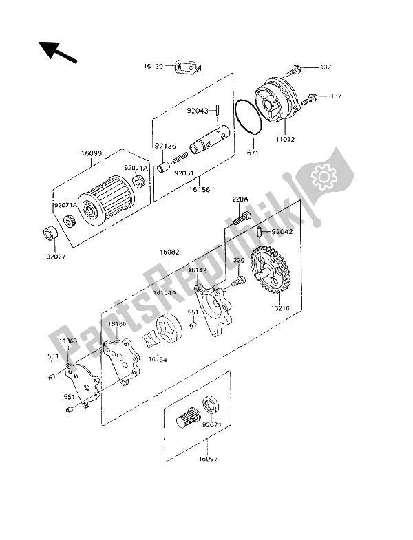 Todas las partes para Bomba De Aceite de Kawasaki KLR 600 1992