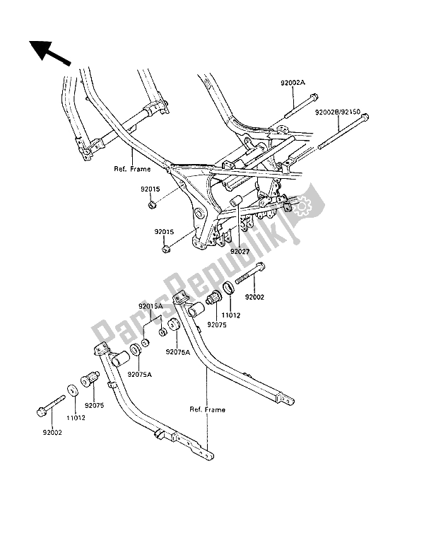 Tutte le parti per il Montaggi Della Struttura del Kawasaki GPZ 600R 1987