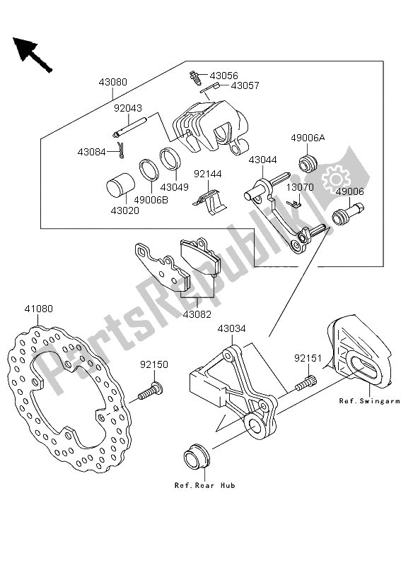 All parts for the Rear Brake of the Kawasaki Versys 650 2013