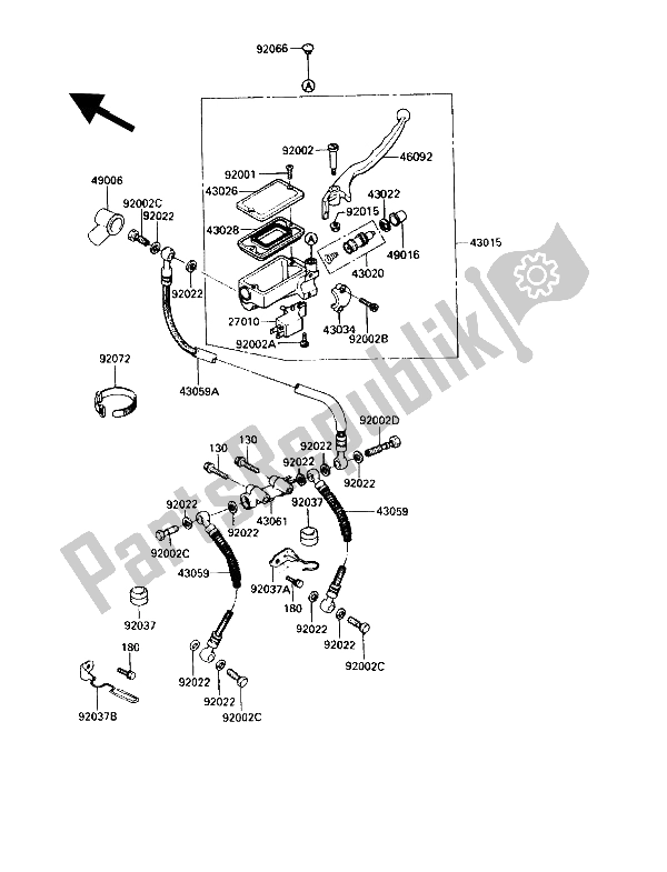 Tutte le parti per il Pompa Freno Anteriore del Kawasaki Voyager XII 1200 1988
