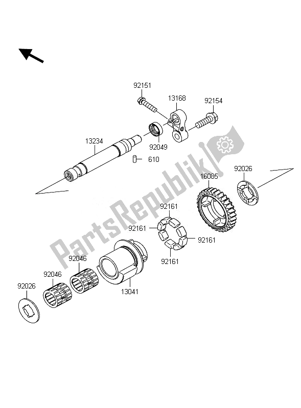 Alle onderdelen voor de Balancer van de Kawasaki Z 1000 ABS 2010