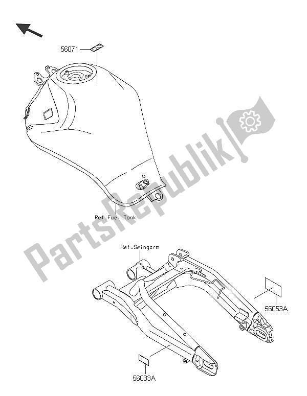 All parts for the Labels of the Kawasaki ER 6N 650 2016