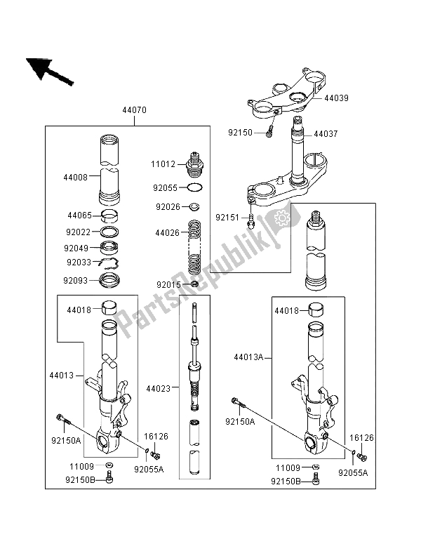 Todas las partes para Tenedor Frontal de Kawasaki Ninja ZX 9R 900 1996