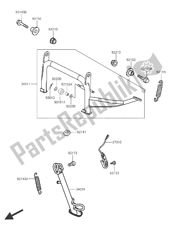 All parts for the Stand(s) of the Kawasaki J 300 2016