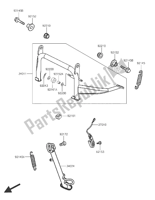 All parts for the Stand(s) of the Kawasaki J 300 ABS 2016