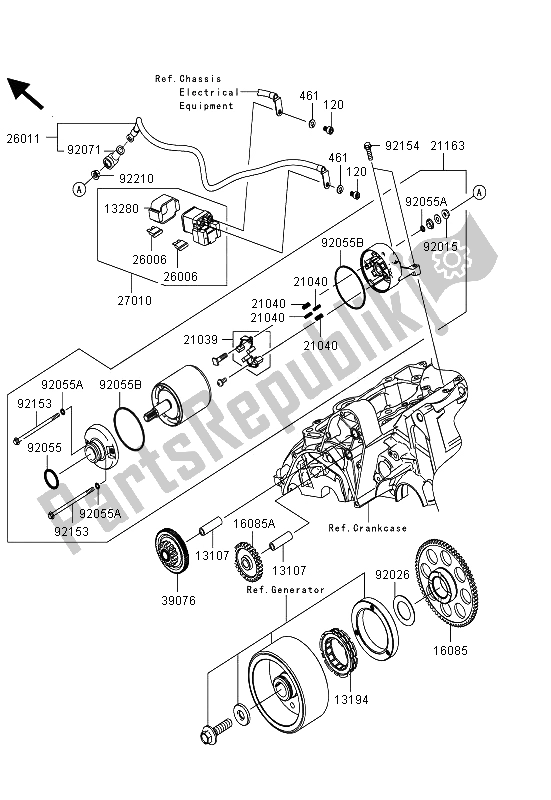 Alle onderdelen voor de Startmotor van de Kawasaki ER 6N ABS 650 2013
