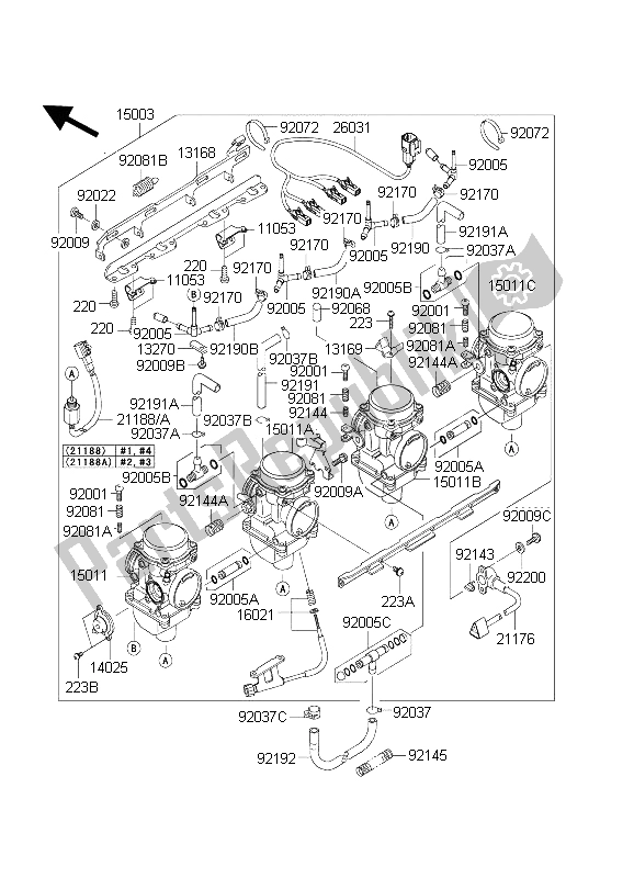 Todas las partes para Carburador de Kawasaki ZRX 1200 2004