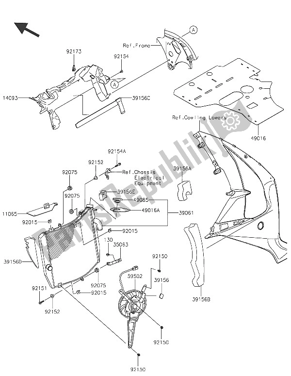 All parts for the Radiator of the Kawasaki Ninja ZX 10R ABS 1000 2016