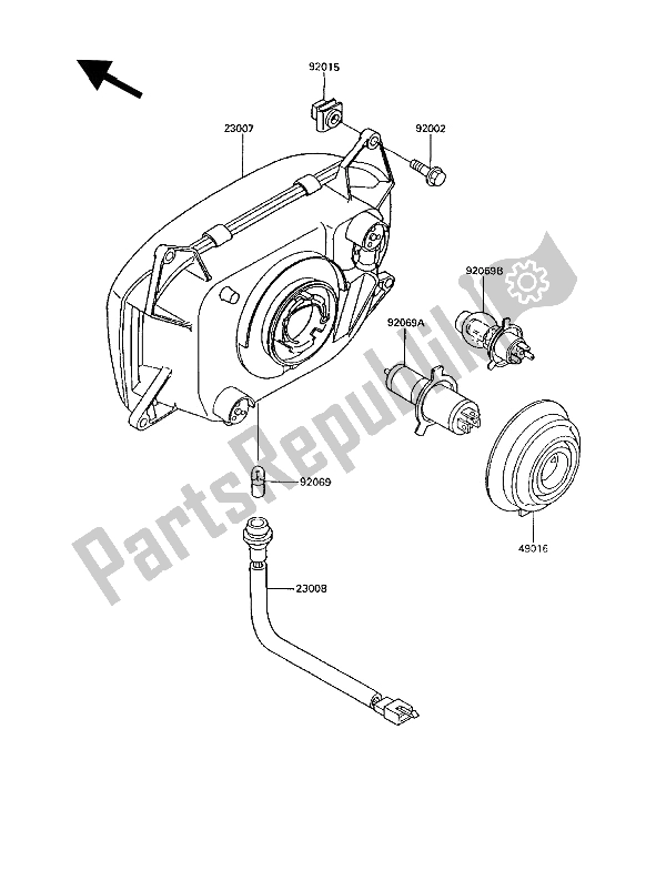 Alle onderdelen voor de Koplamp (en) van de Kawasaki 1000 GTR 1992