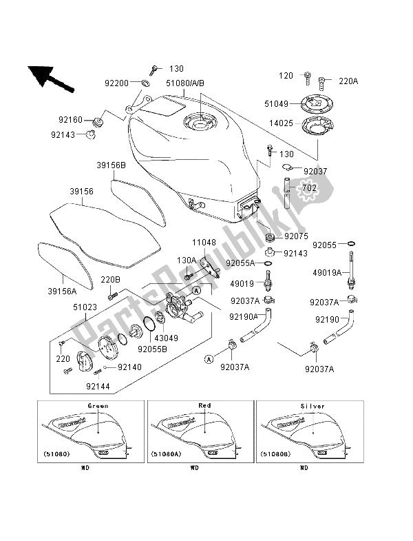 Tutte le parti per il Serbatoio Di Carburante del Kawasaki Ninja ZX 6R 600 1997